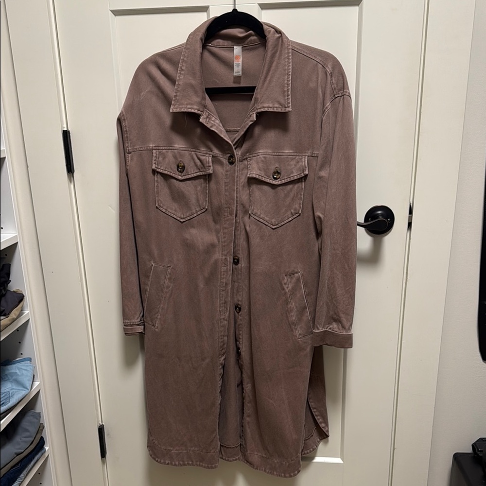 Mono B Mineral Wash Long Duster Shacket